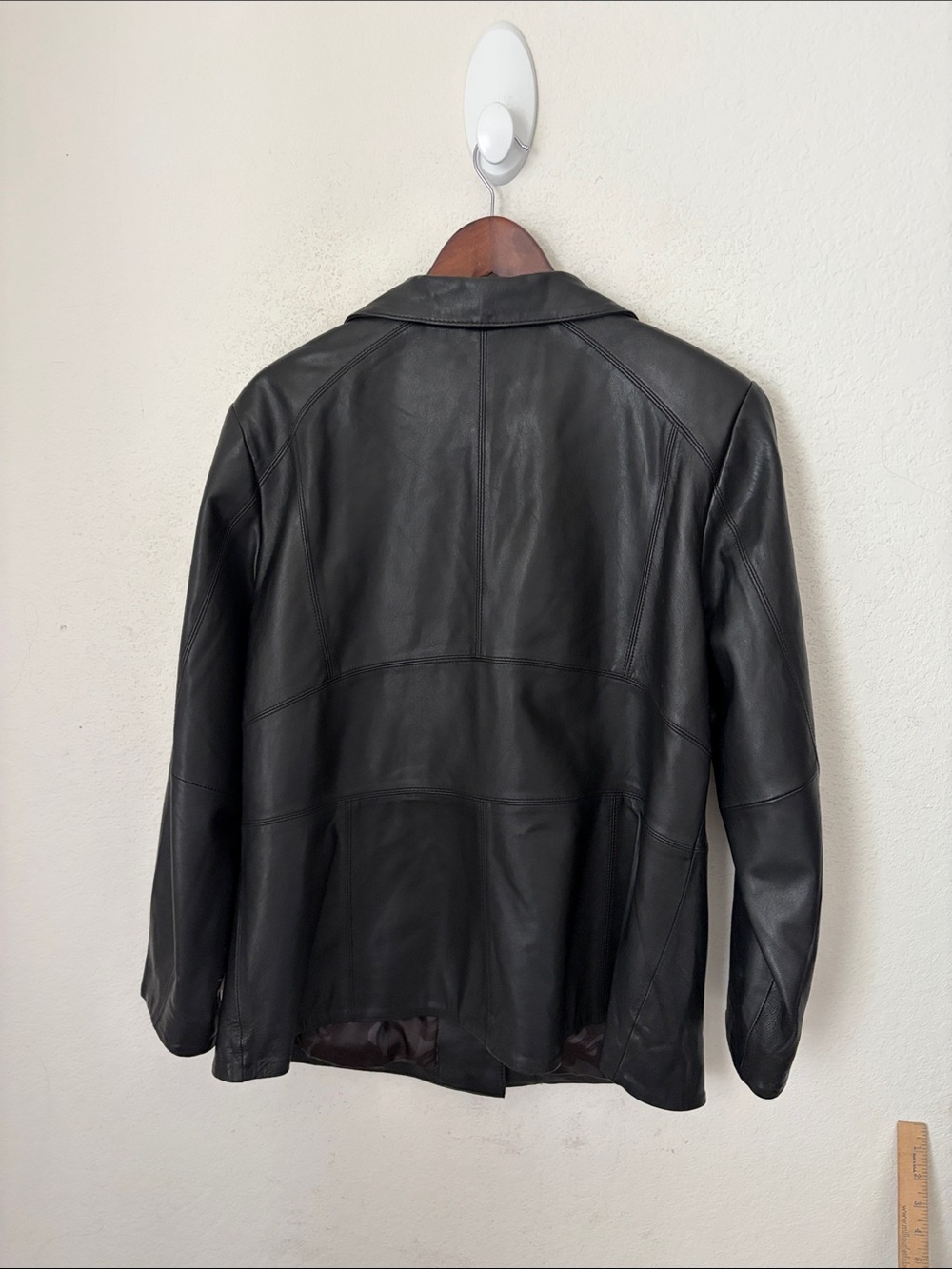 Covington Women's 16W 18W Black Genuine Leather Blazer Jacket Button Front Plus - Picture 8 of 9